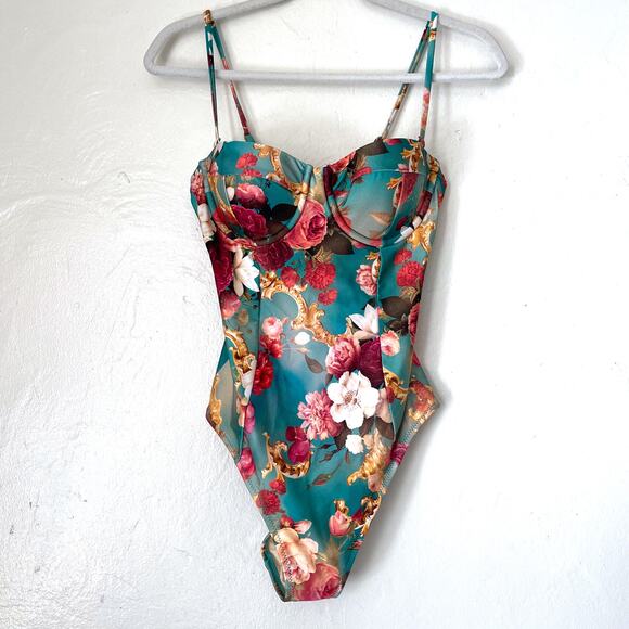 L'AGENCE NWT Amie Roses Underwire One Piece Swimsuit in Multi Size S - Picture 4 of 13